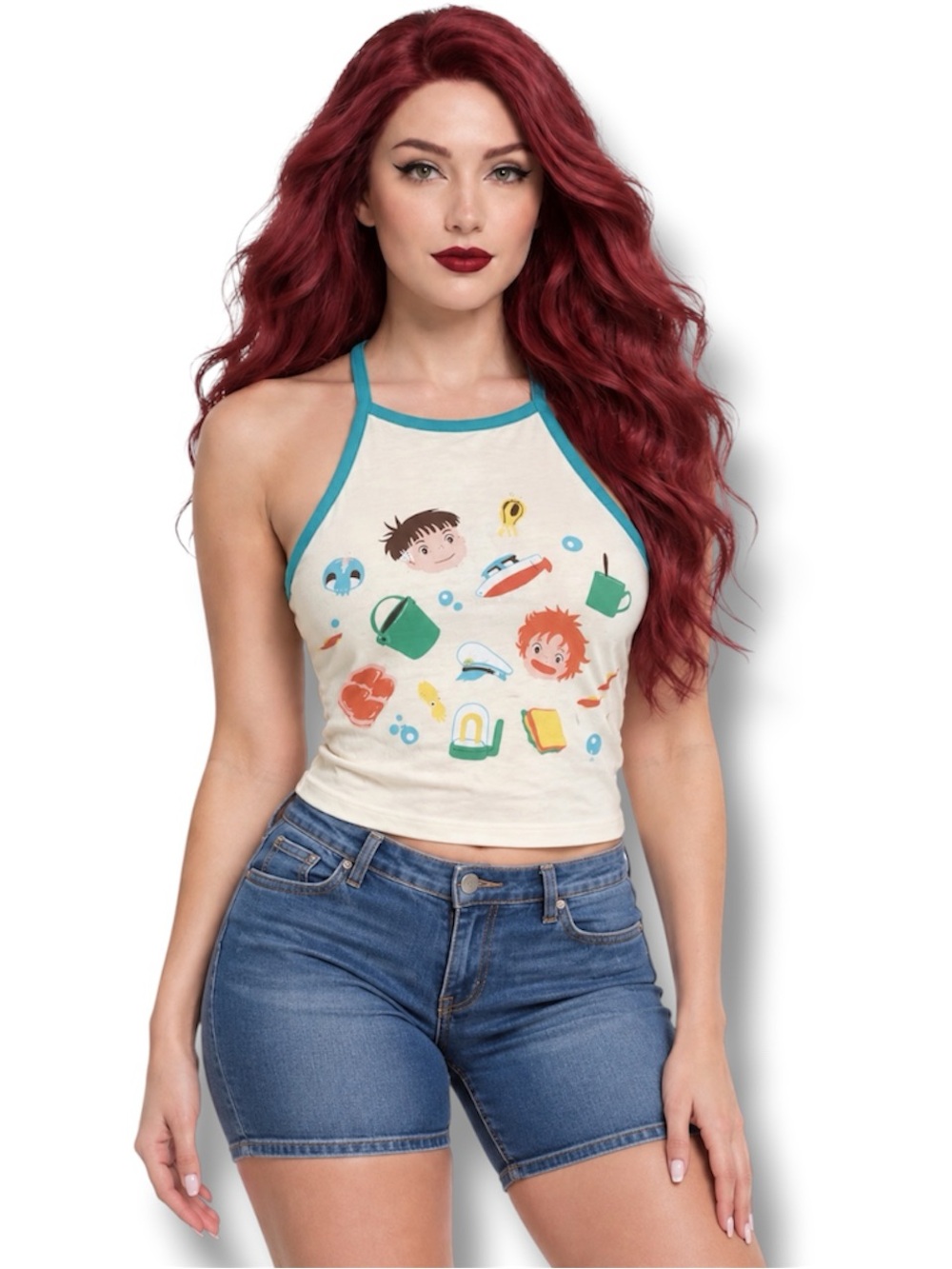 Studio Ghibli Ponyo Sosuke and Icons Halter Top